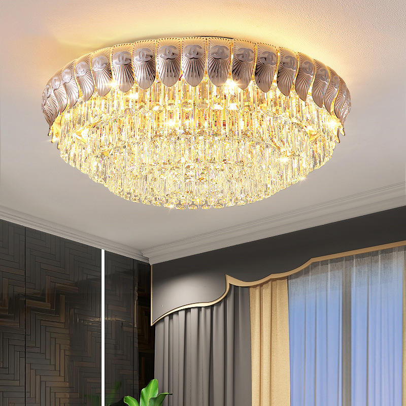 Crystal Ceiling Light - Round Peacock Feather